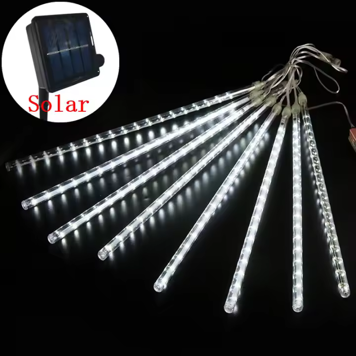 Luces De Cadena Solares LED De Show De Meteoros Guirnalda De Hadas Para Decoración De Navidad Árbol De Navidad Jardín Exterior 8 Tubos 30/50cm - 1
