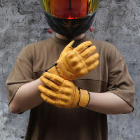 Guantes De Motocicleta De Cuero Vintage 2024 Para Hombres Negro Antifalla Moto Cross Motocarrilera Táctil M-XXL Protección Completa - details 3