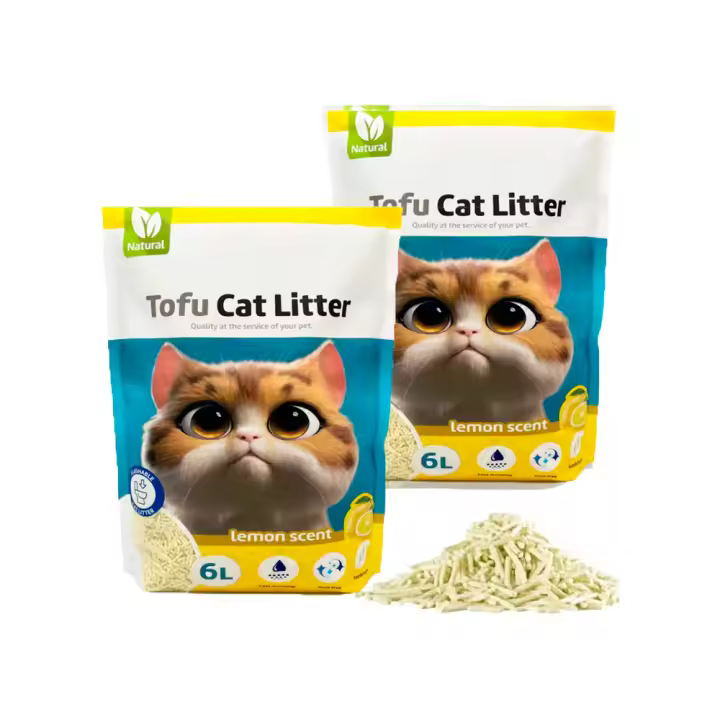 Arena aglomerante para gatos de tofu fragancia Limón BPS - Altamente aglomerante y perfumada - 1