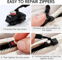 Kit De Reparación De Cremalleras Universales Cabeza De Cremallera Desmontable Rápida Y Instantánea Para Chaquetas Bolsos Abrigos Material Plástico Auto Bloqueo - details 5