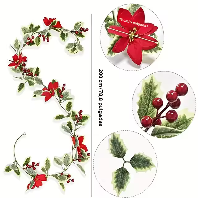 Guirnalda Artificial De Navidad Perfecta Para Ambiente Festivo Ideal Para Aniversarios Bodas Cumpleaños Decoración De Arco De Pared - 1