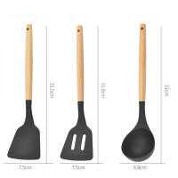 Set De Utensilios De Cocina Ecológicos De Silicona 12PCS Con Manos De Madera Antiadherentes Para Revolver Huevos Y Otras Tareas De Cocina - details 3