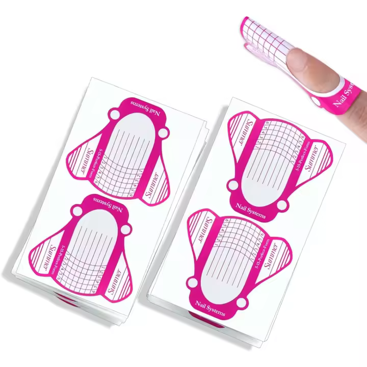 Moldes Uñas Acrilicas, Bandeja de Papel de Manicura, 200 Piezas Guía de Extensión de Uñas, Etiqueta de Formas de Arte de Uñas, Extensión de Uñas para Extensiones de gel Acrílico o UV - 1