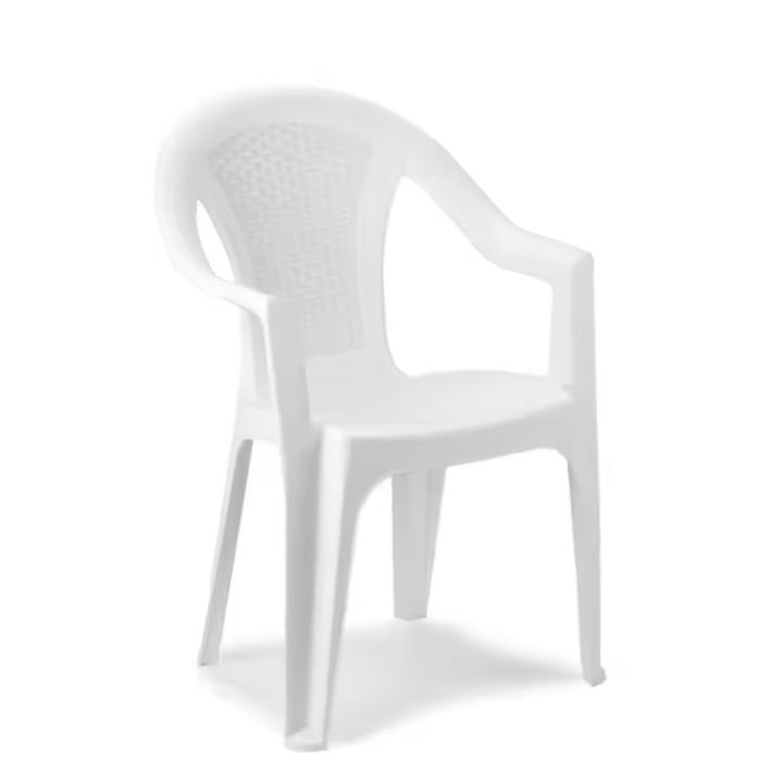 Silla resina ratan respaldo bajo blanco ischia - 1