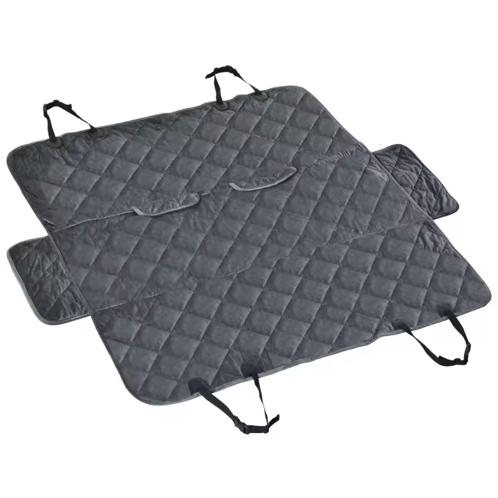 PawHut Funda de Asiento de Coche para Perros Cubierta Protectora Mascotas Antideslizante y Aperturas para Cinturón de Seguridad Fácil de Instalar y Limpiar 160x145 cm Gris - 1