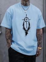 Camiseta De Verano Para Hombre 100% Algodón Estampado De Ángeles Y Cruz Casual Deportiva Cuello Redondo Manga Corta Transpirable Ligera Secado Rápido Protección Solar Elástica Sostenible Sin Capucha - details 4