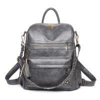 Mochila retro de gran capacidad y moda, bolso de hombro de cuero suave de doble propósito, mochila para mujer - details 0