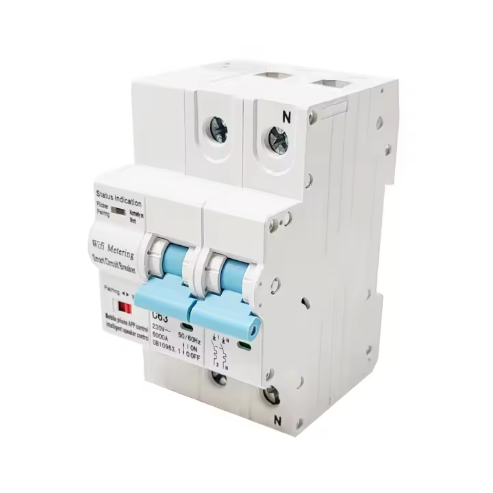 LED ATOMANT Disyuntor Térmico Inteligente 2P (Programable 10-63A), Interruptor WiFi/Bluetooth Compatible con Smart Life/Tuya, Encendido/Apagado Remoto, Medidor de Consumo, Montaje en Riel DIN (32A), Control Domótico y Protección Eléctrica - 1