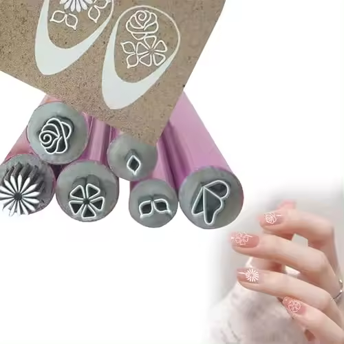 Juego de 6 sellos para decoración de uñas, herramientas para decoración de uñas DIY, sellos para decoración de uñas con 6 patrones diferentes, sellos para decoración de uñas, herramientas para decoración de uñas DIY (6 piezas) - 1