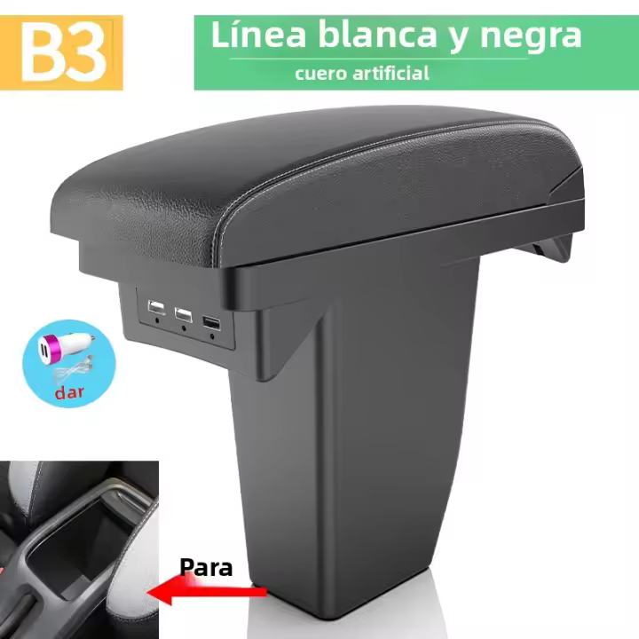 Retroiluminado De Coche Para Peugeot 2008 Caja De Almacenamiento Central Accesorios Especiales Con Soporte Para Brazos Y USB - 1