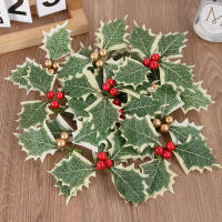 10pcs Berries De Holle Artificiales Con Hojas Para Decoración De Navidad Artesanías De Wreath Para Casa Adornos De Árbol De Navidad Regalo De Año Nuevo - details 4