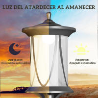 Outsunny Farola Solar Luz Solar de Exterior con Panel Solar Encendido y Apagado Automático IP44 para Terraza Patio 17x17x127 cm Negro - details 1