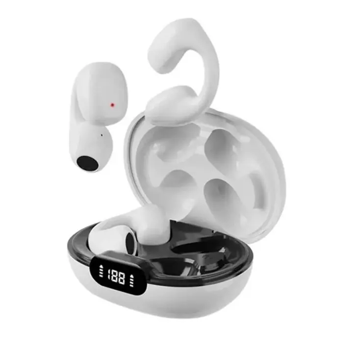Auriculares Inalámbricos Bluetooth 5.3 Clip-On, Auriculares Cancelación Ruido Activa con Pantalla, Efecto Envolvente 3D, 2 Colores, Sonido Premium, Pantalla Led (Blanco) - 1