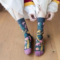 Calcetines De Algodón Para Mujer Estilo Harajuku Con Diseño De Pintura Artística Divertida Kawaii Paisaje Girasol Y Dinosaurio Regalo De Navidad - details 8