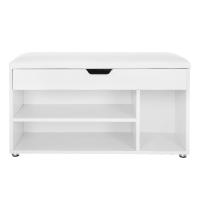 Zapatero con asiento y cojín acolchado, banco con 2 estantes para entrada y pasillo, carga máxima de 150 kg, color blanco - details 0