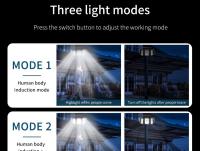 Luz Solar Exterior 300 LED Con Sensor De Movimiento Luz De Jardín Impermeable Ajustable Lámpara De Pared Para Patio - details 8