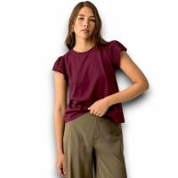 Camiseta Tiffosi Graciosa Morada | 100% Algodón | Cuello Redondo | Manga Volantes Perforada - details 1