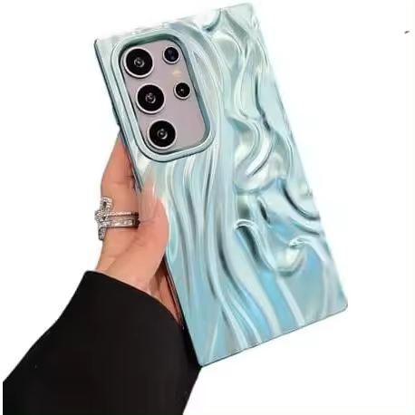 Funda para Samsung Galaxy S23, diseño plisado de ondas de agua cromadas (plateada, S23) - 1