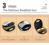 Electrodomésticos Sandwichera triangular Mini máquina de desayuno para el hogar Panera multifuncional - details 3