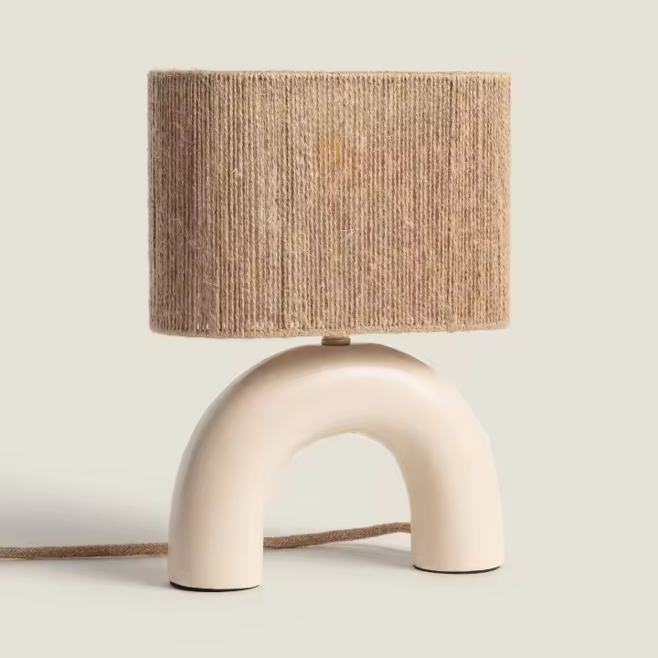 Ledkia Lámpara de Mesa Cerámica y Cuerda Natural Callie Beige - 1