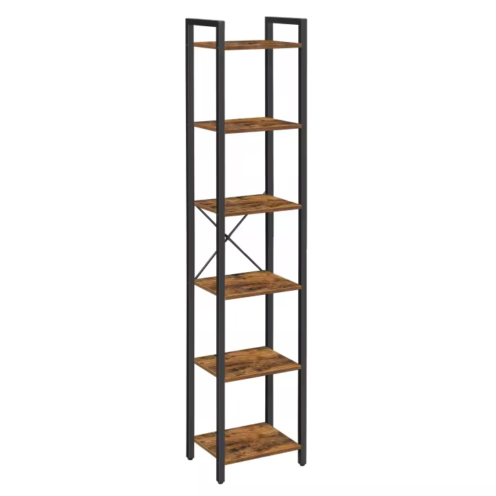 VASAGLE Librería de 6 Niveles, Biblioteca, Estantería para Oficina, Estudio, Sala de Estar, Dormitorio, 30 x 40 x 187,5 cm, Industrial, Marrón Rústico y Negro/Greige y Negro/Negro Ébano y Negro/Olmo Pardo y Negro - 1