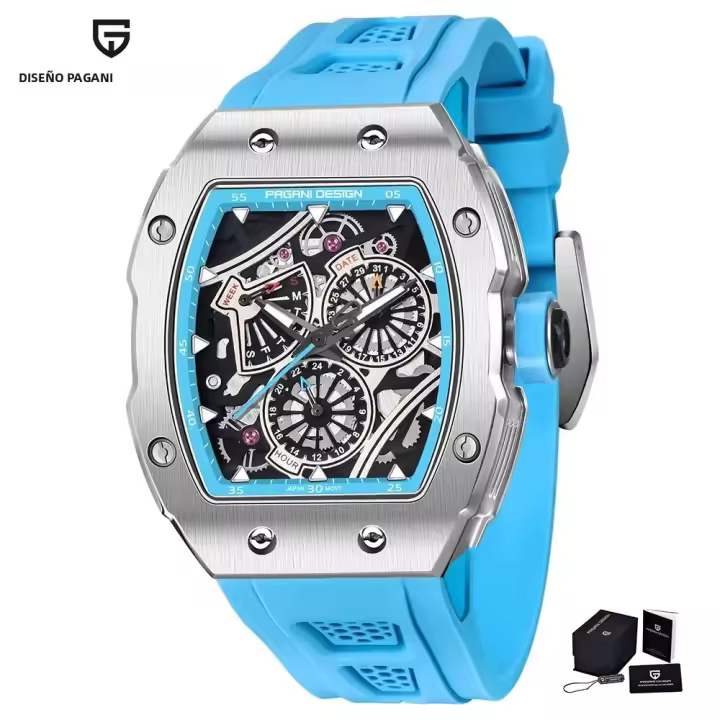Reloj De Pulsera De Cuarzo Pagani Design 2024 Para Hombre 41MM Acero Inoxidable Cristal De Zafiro Nylon Resistente Al Agua 5Bar - 1