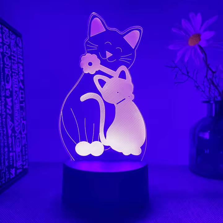 Luz Nocturna 3D Animal Gato León Rey Interruptor USB Toque Colorido 16 Colores Nueva Creativa Ambiental Regalo De Navidad - 1