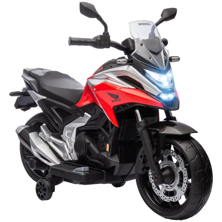 AIYAPLAY Moto Eléctrica para Niños de +3 Años con Licencia Honda Motocicleta de Batería 12V con USB MP3 Luz LED Moto para Niños con Velocidad 3 km/h Carga 30 kg Rojo - 1