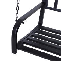 Columbio de Jardín Banco Colgante de 2 plazas Metal Negro 127x60x53cm, ¡Perfecto para Jardines y patios! - details 3