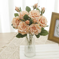 2 Cabezas De Flores De Rosa Artificiales Para Decoración De Hogar Y Jardín Arreglo De Ramas Largas Para Vaso Decorativo Y Boda Plantas Falsas Para DIY - details 0
