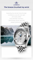 Reloj Mecánico Automático ADDIESDIVE Para Hombre Resistente Al Agua De 10 Barra Material De Pulsera Y Carcasa De Acero Inoxidable Cristal De Zafiro Luminoso Dorado Estilo Casual Y De Negocios - details 1