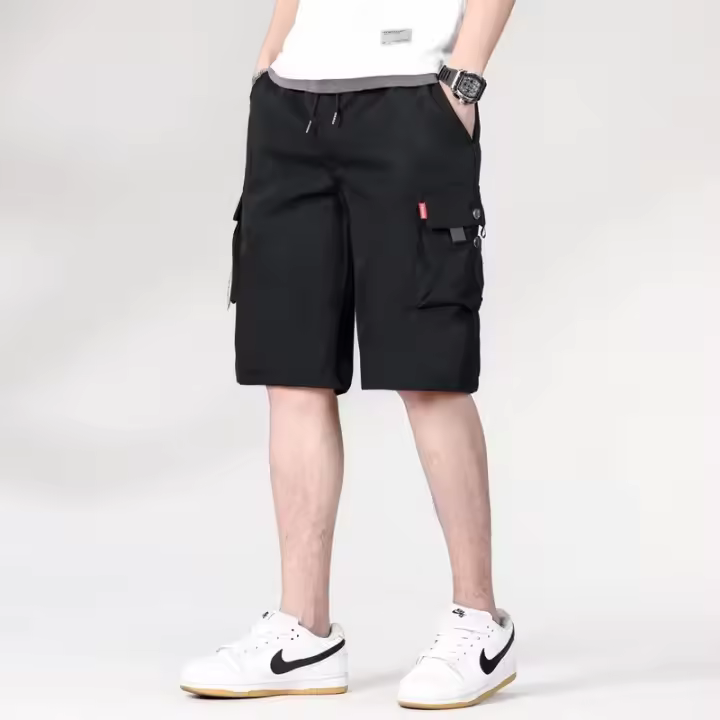 Shorts De Verano Para Hombre, Pantalones Medianos Sueltos Y a La Moda, Capris Para Instagram, Cintura Media, Pierna Ajustada - 1