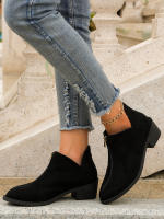 SP Botas Chelsea with estampado de Leopardo para Mujer, de talla Grande, estilo Británico, color sólido, Punta puntiaguda, Cremallera trasera informal, Tacón Bajo, Zapatos individuales para Mujer. - details 0