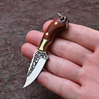 Cuchillo Pequeño De Acero Inoxidable Con Mango De Madera Y Estuche De Cuero Mini Portátil Para Camping Y Uso Diario Color Bronce - details 7