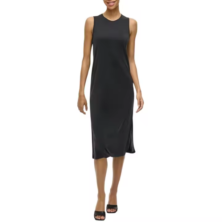 VIMODALA O-NECK S/L MIDI DRESS  Black - 1