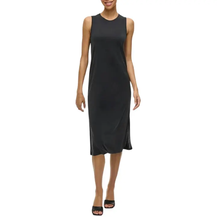 VIMODALA O-NECK S/L MIDI DRESS  Black - 1