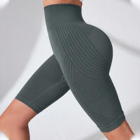 Pantalones de gimnasia sin costuras para realzar glúteos, calzoncillos de yoga de cintura alta, ajustados y abdomen comprimido con efecto "naranja madura" en los glúteos - details 9