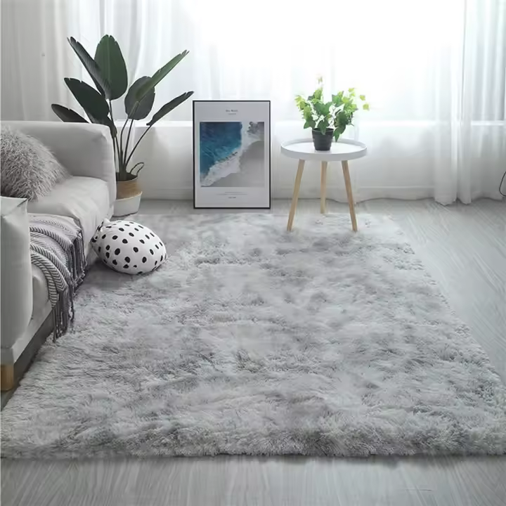 Alfombra De Dormitorio Alfombras Modernas De Sala De Estar Alfombra Peluda Suave Y Mullida Alfombra Extra Suave Y Cómoda Alfombra Gruesa Mullida Antideslizante para Interiores para Sala De Estar (Gris Blanco, 160*200cm)-Sunny - 1