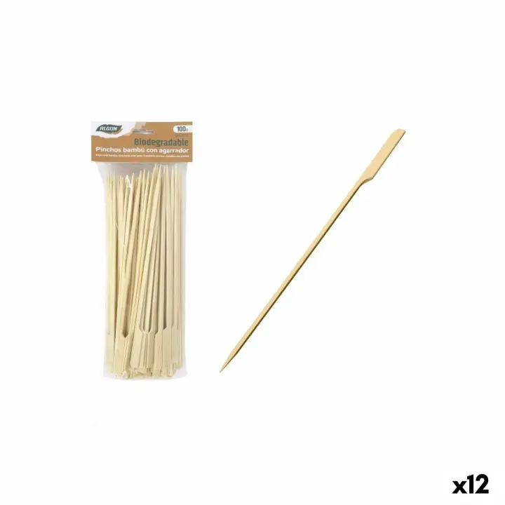 Set de Pinchos para Barbacoa Algon Bambú 100 Piezas 24 cm (12 Unidades) - 1