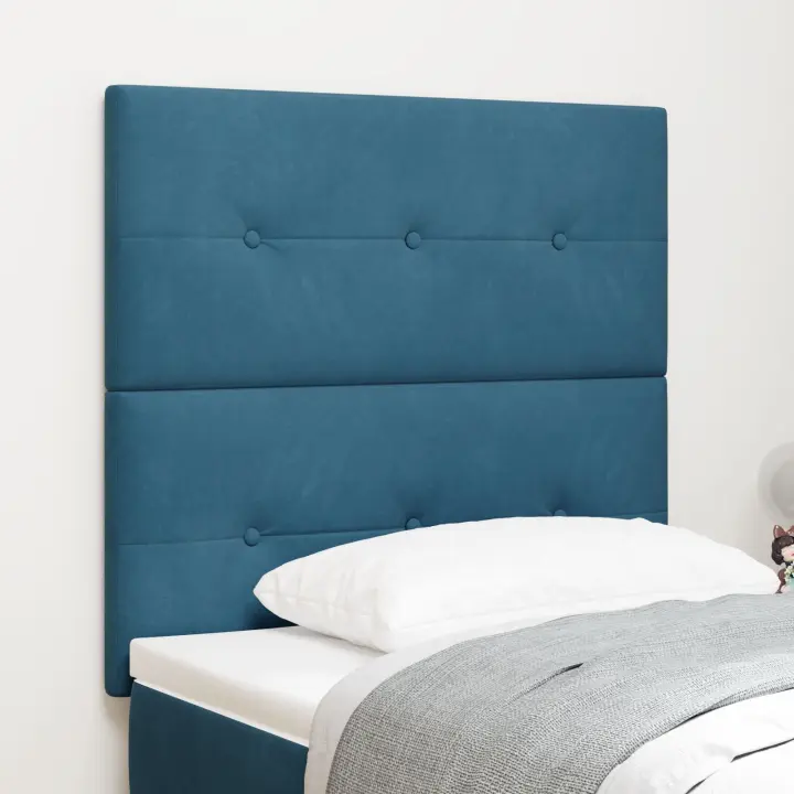 Cabecero de vidaXL con botones capitoné azul oscuro de 90 cm en terciopelo - 1
