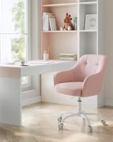 Study Chair, Swivel Chair, Adjustable Height, Load 110 kg, Steel Frame, Breathable Cotton-Linen Fabric, for Study, Bedroom, Pink - details 1