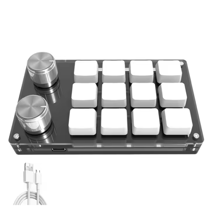 Teclado Mini Mecánico USB Con Macro 12 Teclas 2 Botones De Ajuste Para Programación DIY Gaming Y Dibujo Intercambiables Hotswap Portátil Romoral - 1