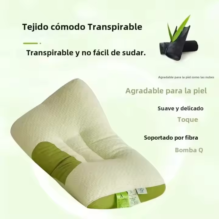 Almohada De Dormir Antibacteriana De Fibra De Bambú Y Carbono 3D Para Adultos Y Estudiantes Almohada De Cuello Con Núcleo Para Hogar U-Shape 100% Algodón 300TC - 1