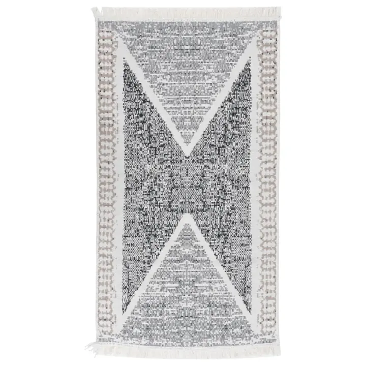 vidaXL Alfombra de algodón negra y gris Dimensiones 120 x 180 cm,  160 x 230 cm,  y mas Alfombras de área  Alfombra de Piso para Sala de Estar Dormitorio Habitación Salón - 1