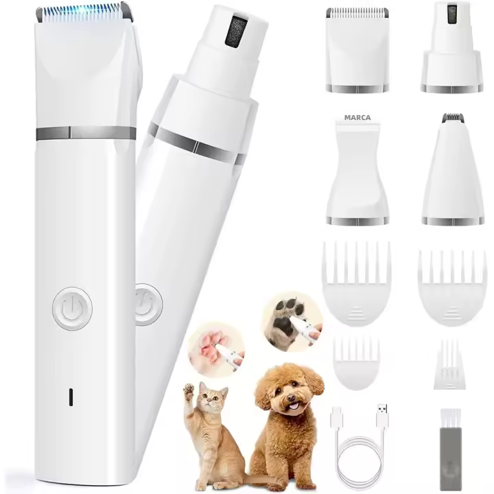 Kit De Aseo Para Perros Y Gatos Recortadora De Pelo Batería Recargable Silenciosa Cortador De Uñas Y Afeitadora Para Mascotas - 1