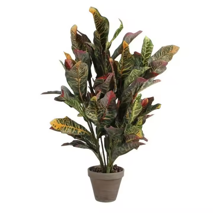 Croton Verde Pvc en Manceta Gris EDM 83178 - Accesorios Decorativos - 1