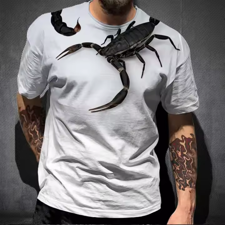 Camiseta Hombre Escorpión 3D Impreso Sobredimensionada Y2K Ropa Hip-Hop Manga Corta Estilo Callejero Camisetas Top Para Primavera Y Verano - 1