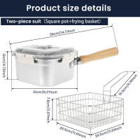 Olla Para Freír Acero Inoxidable Con Asa Y Cesta Multifuncional Pote De Freír Cuadrado Portátil Sartén Para Cocinar - details 7