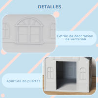 PawHut Caseta para Perros Casa para Perros con Patrón de Ventana y Techo de Tejas de Imitación para Perros Medianos Gris y Blanco - details 5