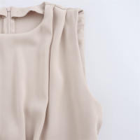 Vestido Elegante De Verano Para Mujer Con Cintura Acolchada Vestido Largo De Fiesta Sin Mangas Slim Fit Hollowed out O-Neck Polyester - details 6